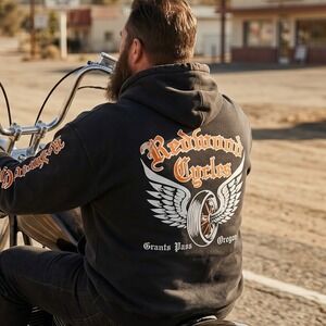 Vintage Pro Club Redwood Cycles Mens 2XL Moto Heavyweight Biker Hoodie Oregon